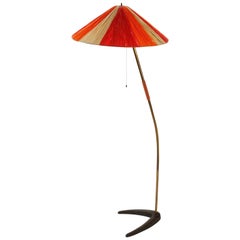 Floor Lamp by Rupert Nikoll, Patinated Brass Black Cast Iron, Austria, 1960