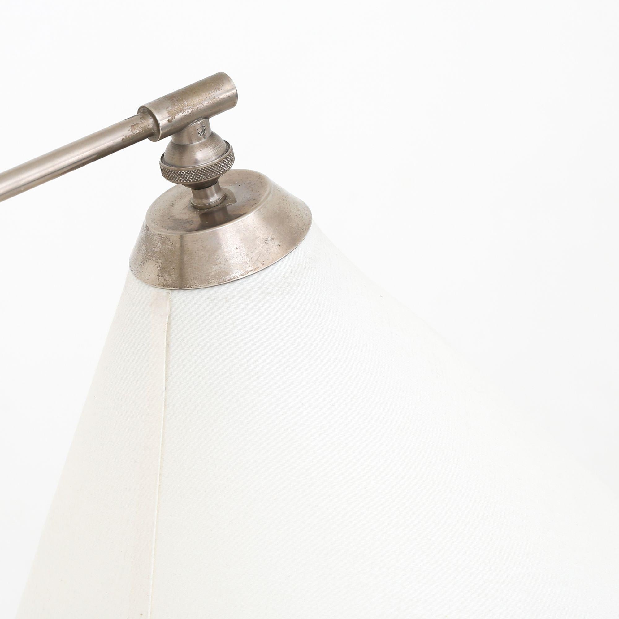 Model 376 - Floor lamp in metal and white shade. Stamped. Th Valentiner / Poul Dinesen