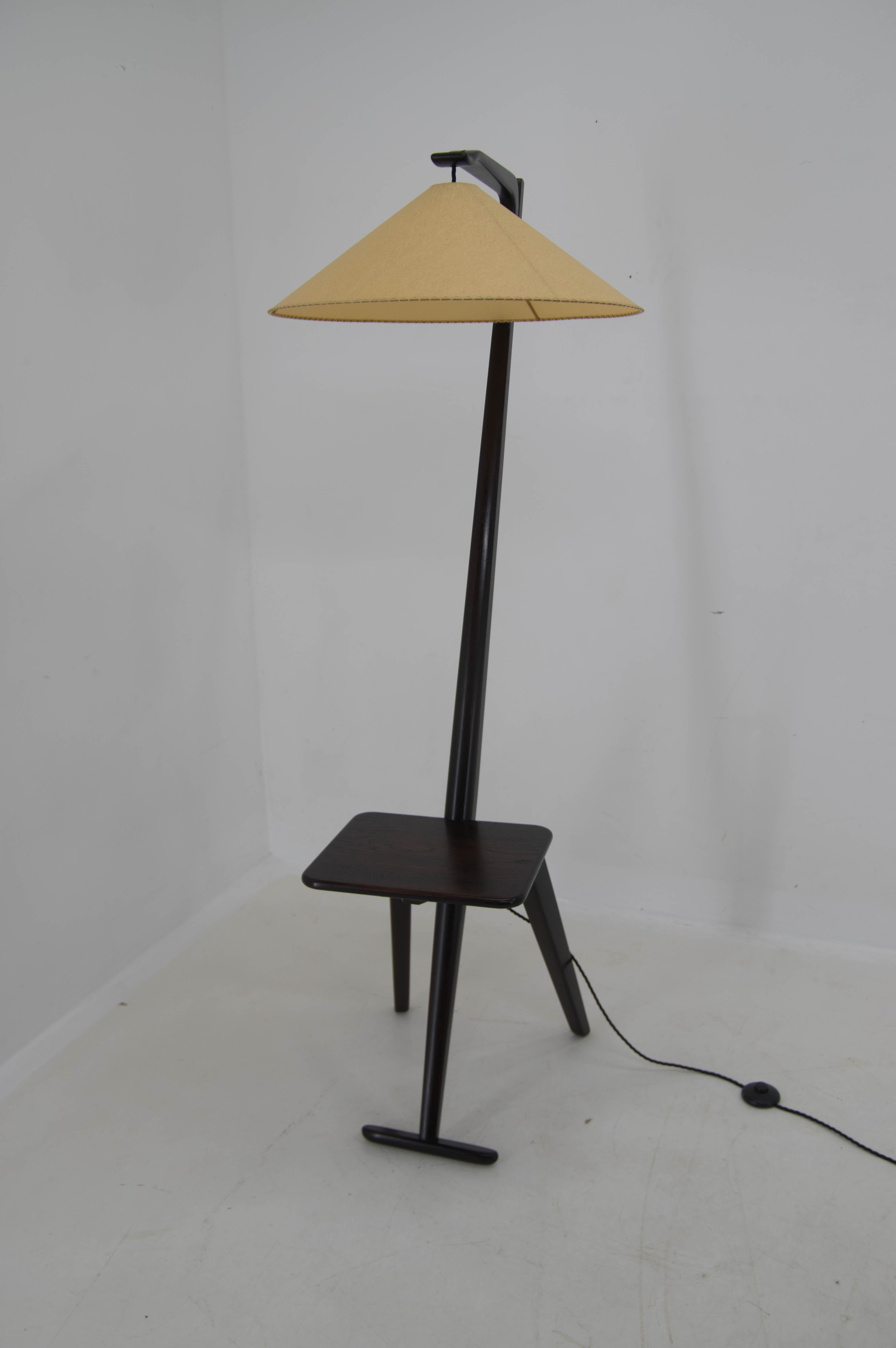 Wood Floor Lamp by ULUV, 1950s, Restored For Sale