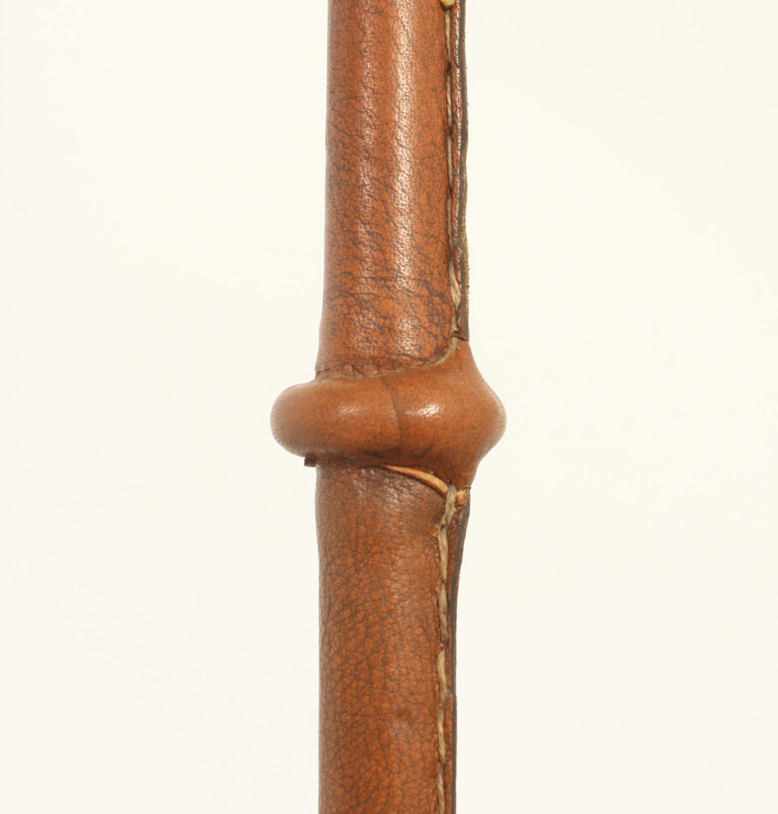 Floor Lamp by Valenti in Brown Leather, Spain, 1950's For Sale 5