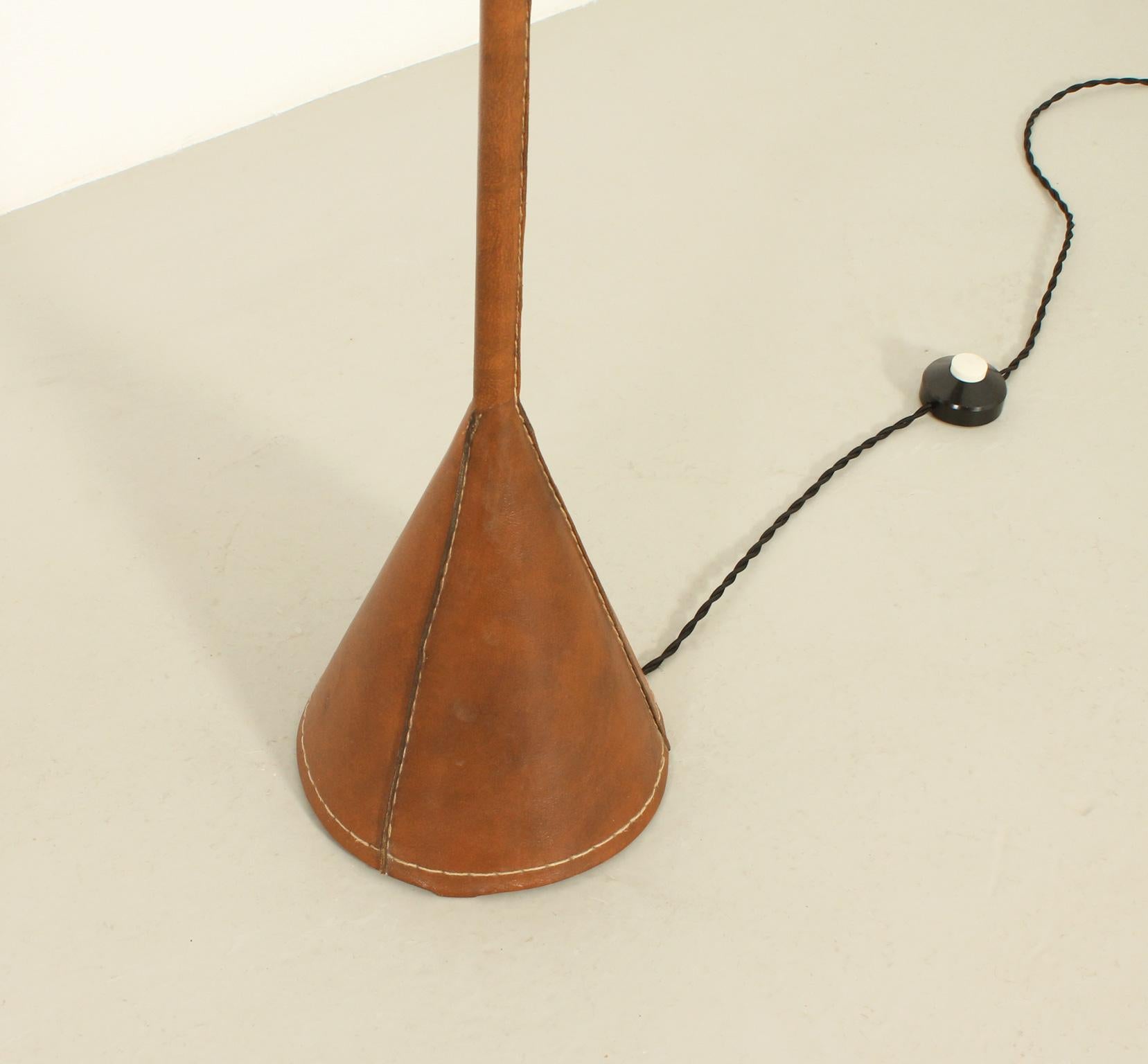 Floor Lamp by Valenti in Brown Leather, Spain, 1950's For Sale 6