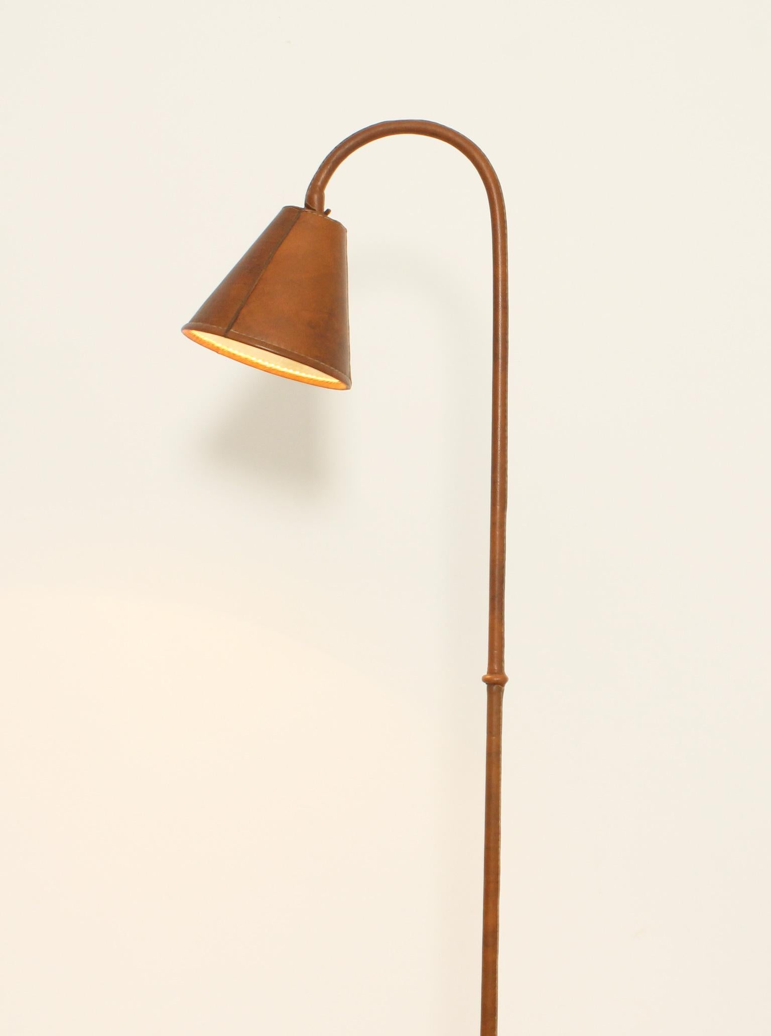 Floor Lamp by Valenti in Brown Leather, Spain, 1950's For Sale 7