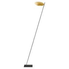 Lampada da terra Smith & Smith Lederam F0 - Disco in foglia d'oro / asta nera