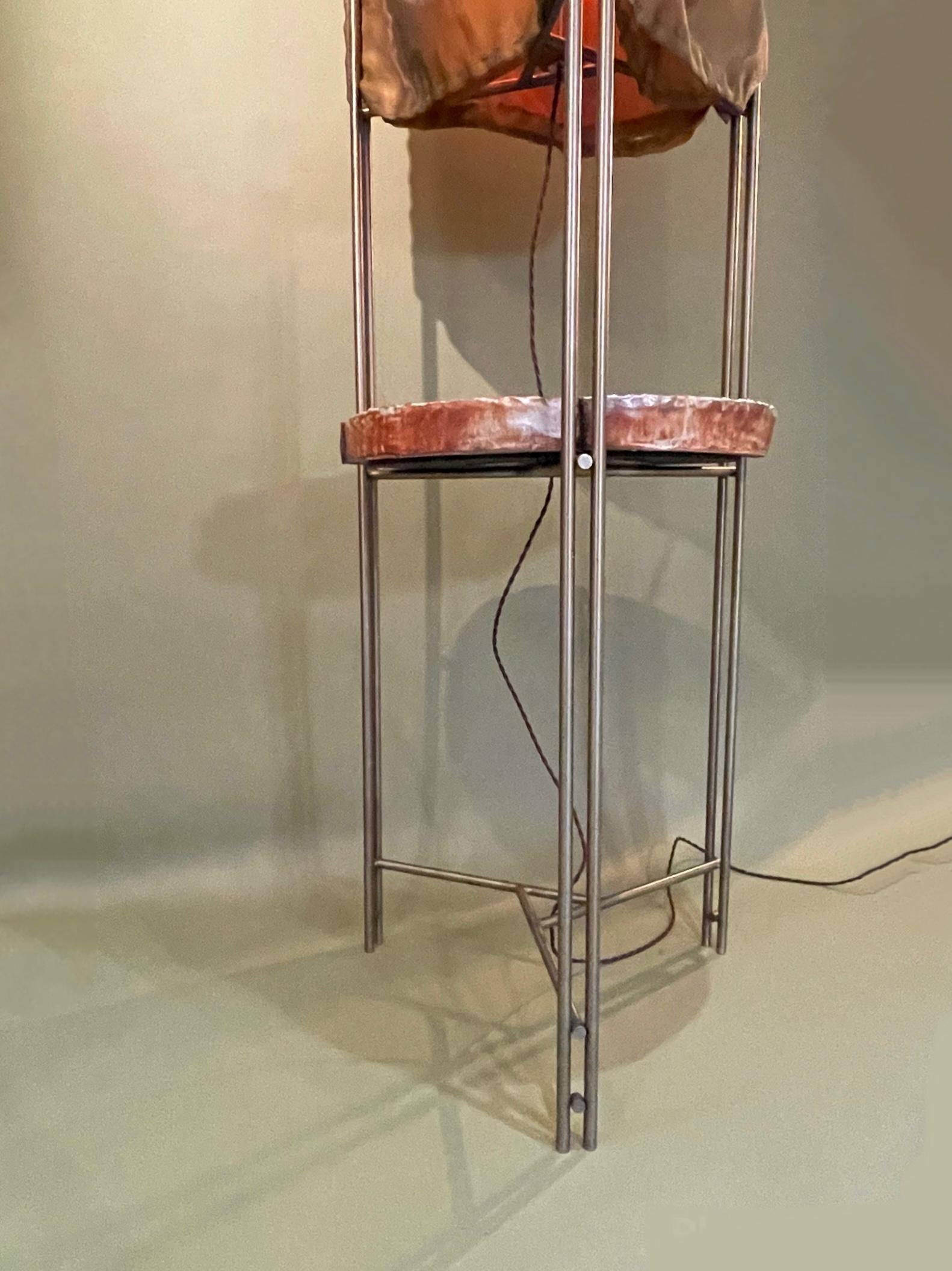 Floor Lamp Ceramic Top Stainless Steel Frame by Hannelore Freer & Filipe Ramos For Sale 6