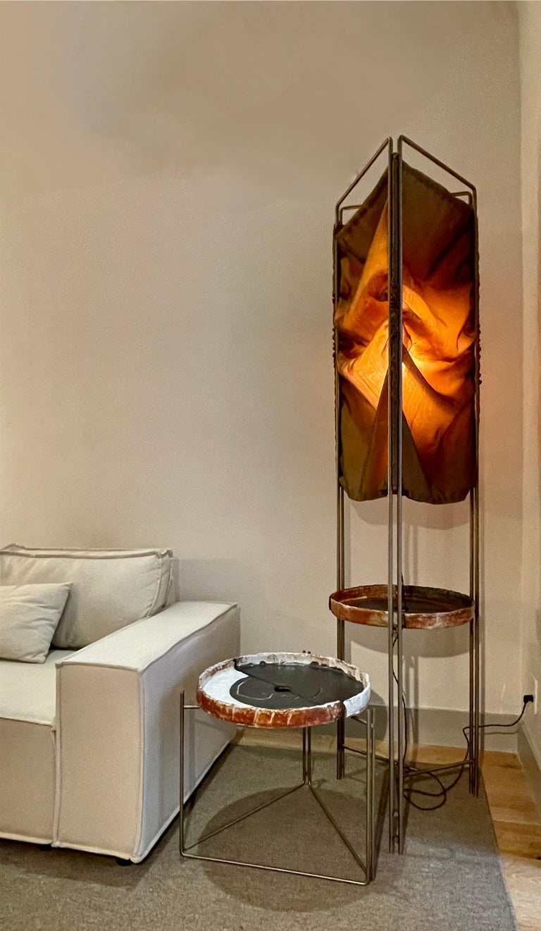 Floor Lamp Ceramic Top Stainless Steel Frame by Hannelore Freer & Filipe Ramos For Sale 8