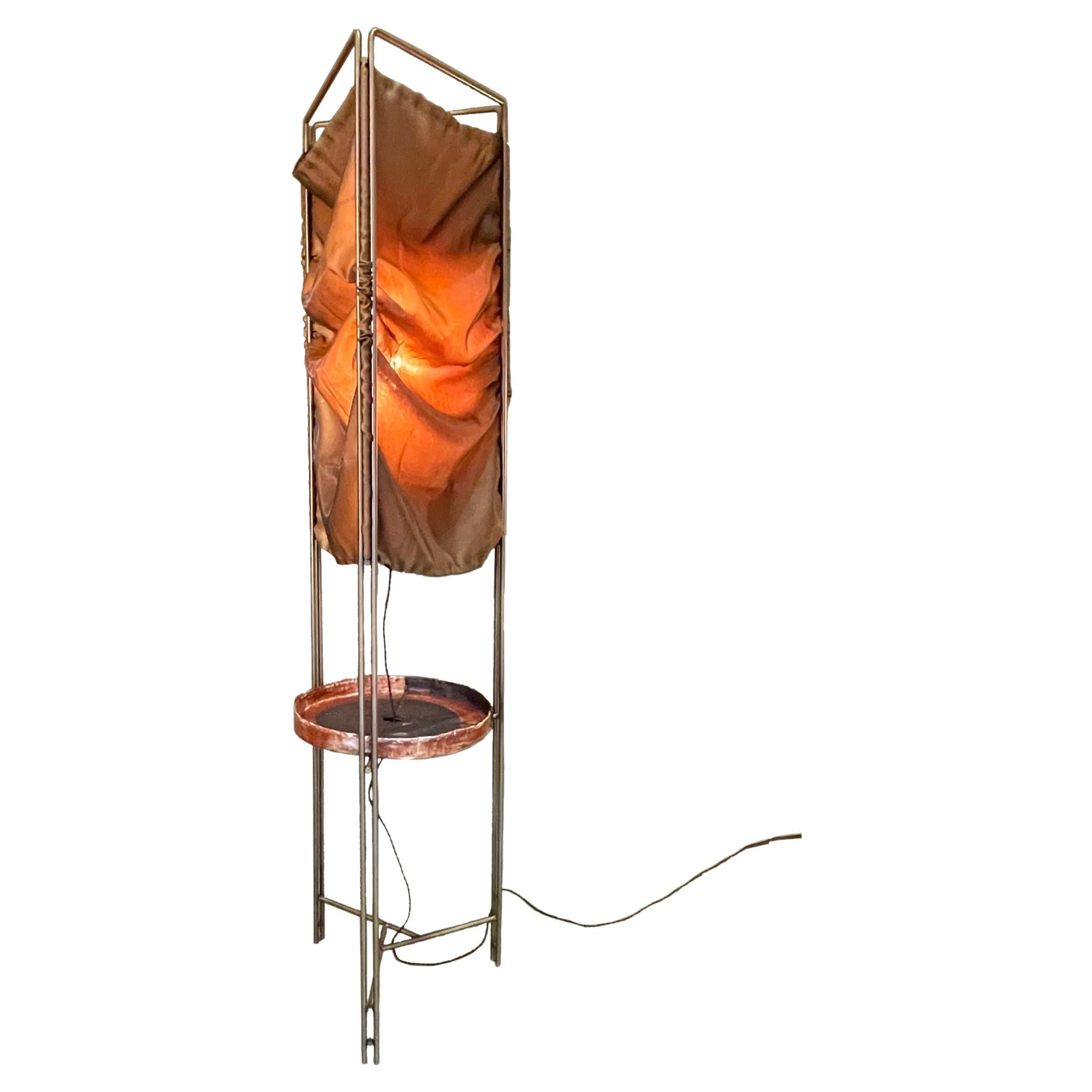 Floor Lamp Ceramic Top Stainless Steel Frame by Hannelore Freer & Filipe Ramos For Sale