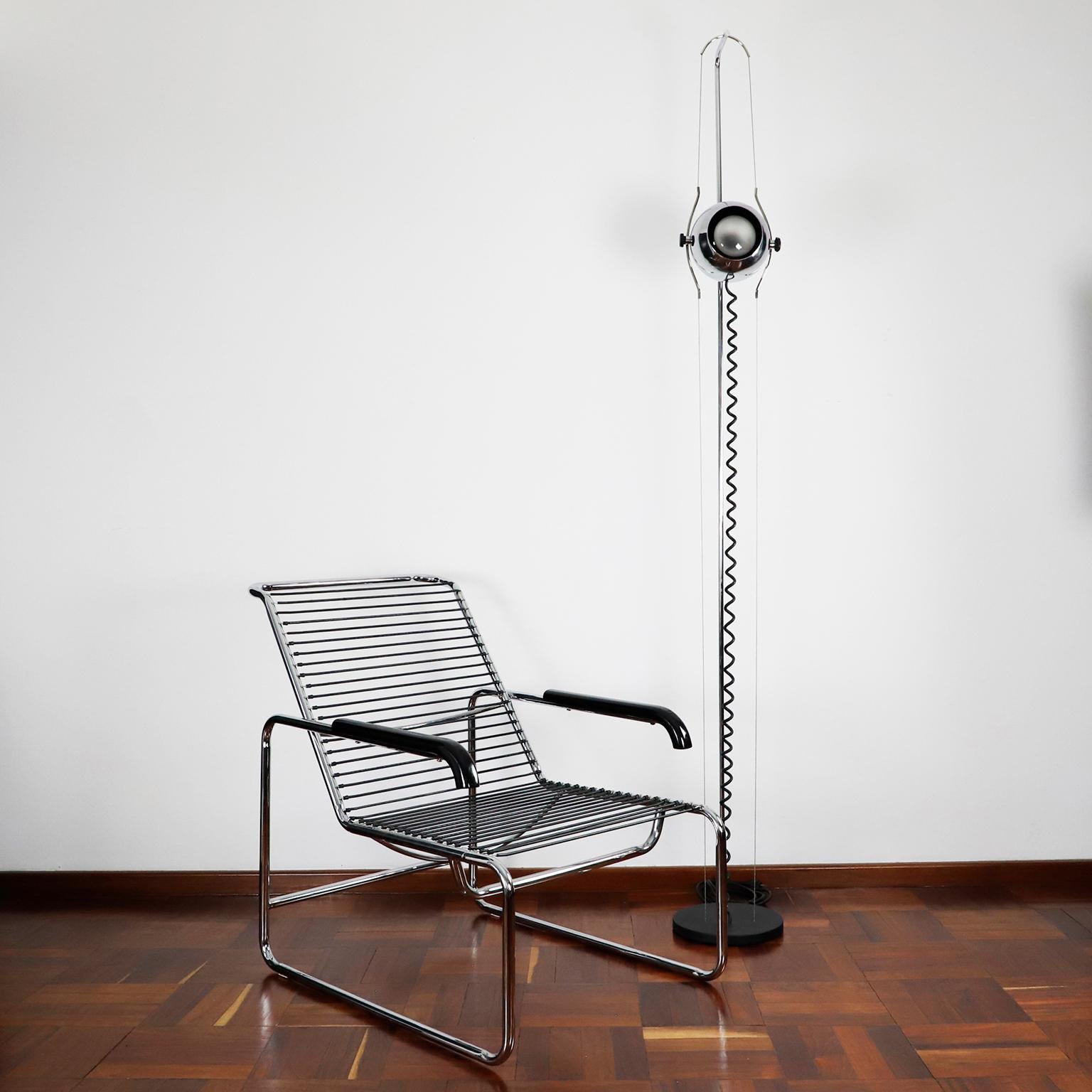Floor Lamp Chromed in the Style of Angelo Lelli In Good Condition For Sale In Mexico City, CDMX