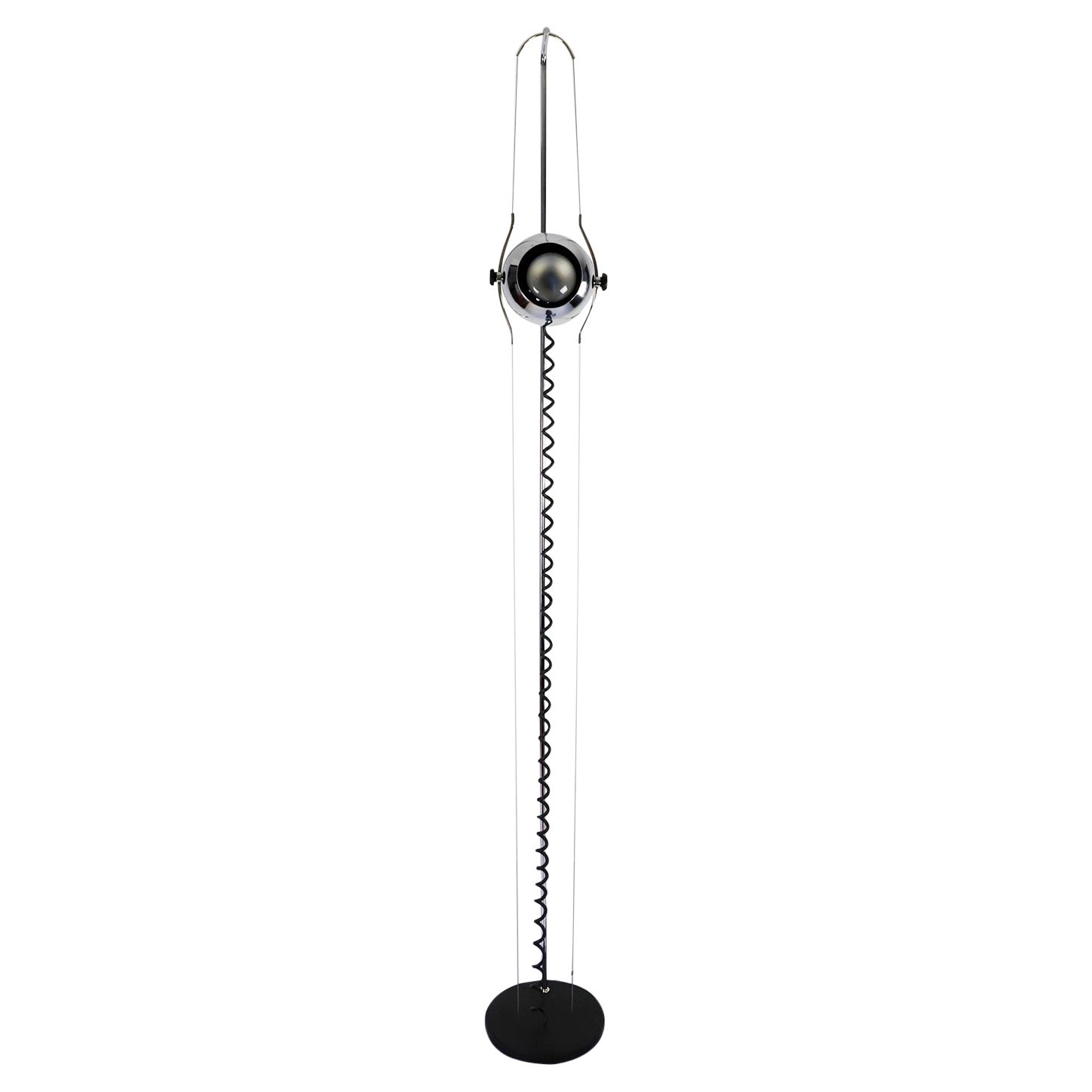 Lampada da terra cromata nello stile di Angelo Lelli in vendita