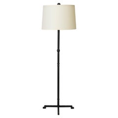 Floor Lamp Classic Contemporary Hand-Sculpted Blackened Steel and Linen Shade