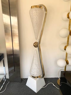 Floor Lamp Clessidra Chrome Brass Murano Glass by Esperia, Italy, 1980s