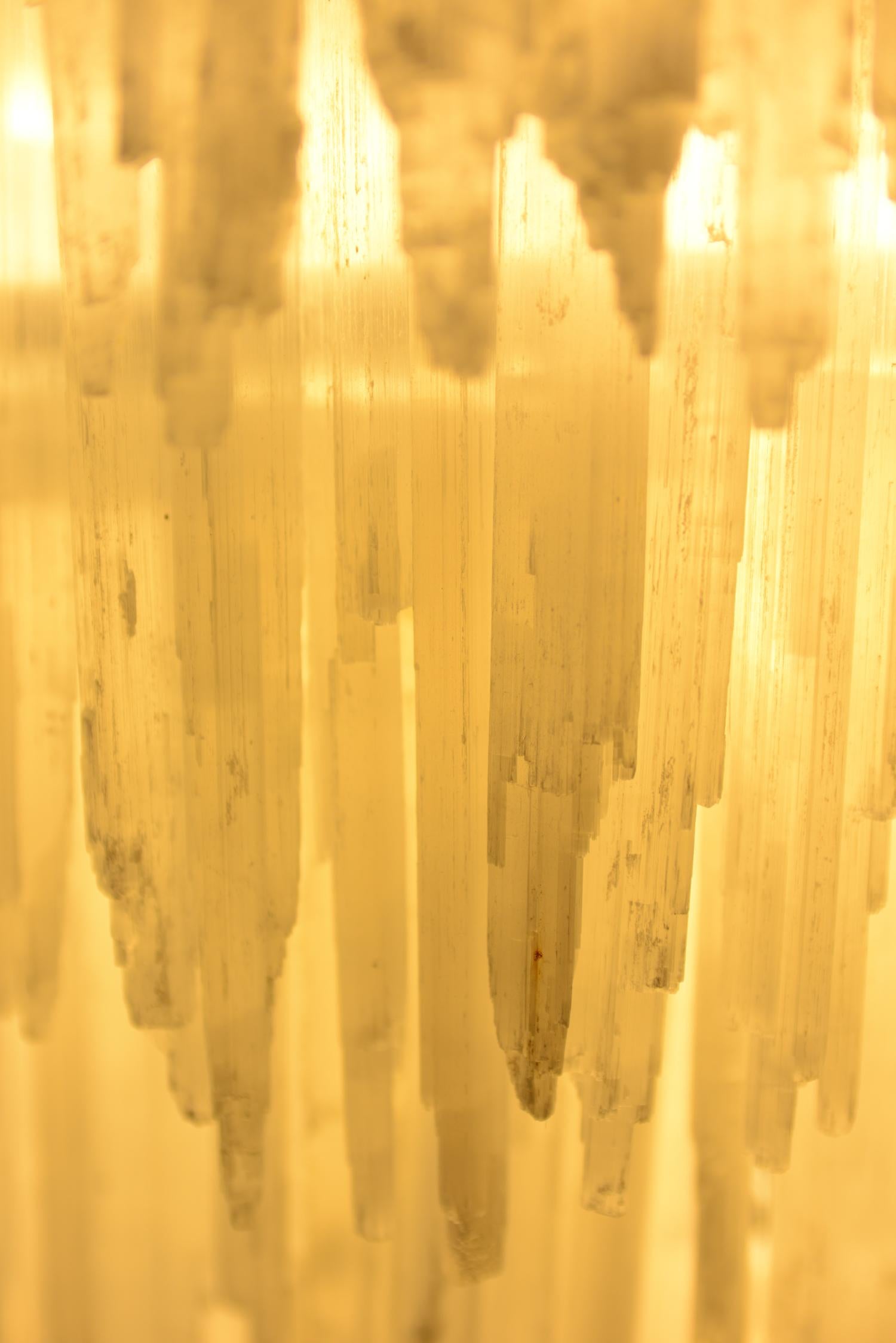 Carved Floor Lamp Crystal in Selenite