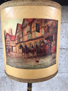 Floor Lamp Depicting a Rifle with a Midcentury Printed Lampshade