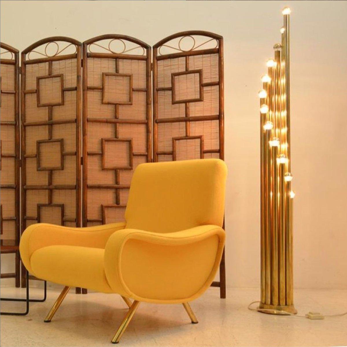 Floor Lamp Design by Goffredo Reggiani Mid-Century Italy 60-70s Brass Organ Vtg 2