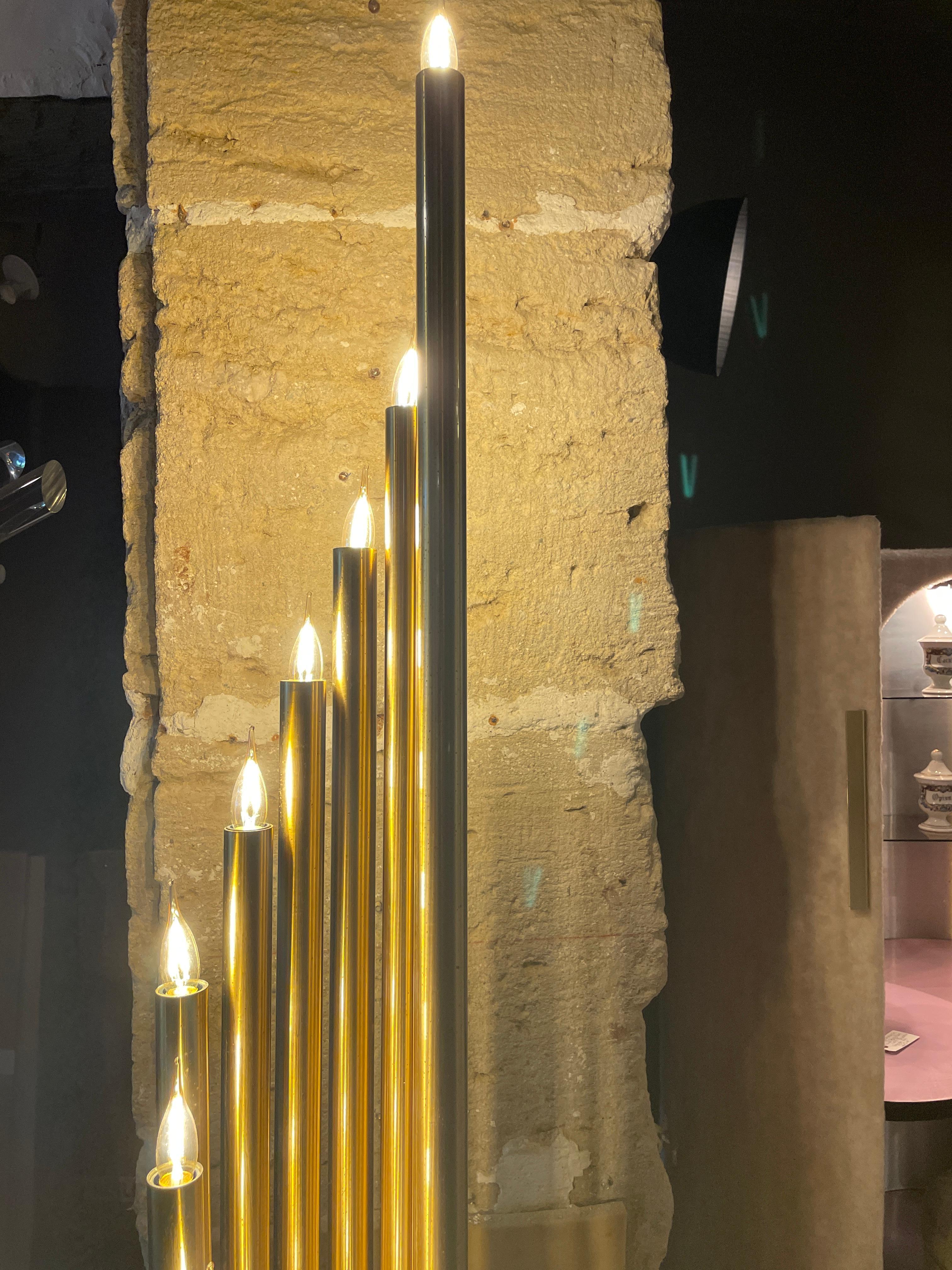 Floor Lamp Design by Goffredo Reggiani Mid-Century Italy 60-70s Brass Organ Vtg 1