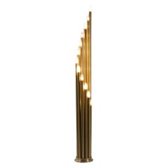 Floor Lamp Design by Goffredo Reggiani Mid-Century Italy 60-70s Brass Organ Vtg