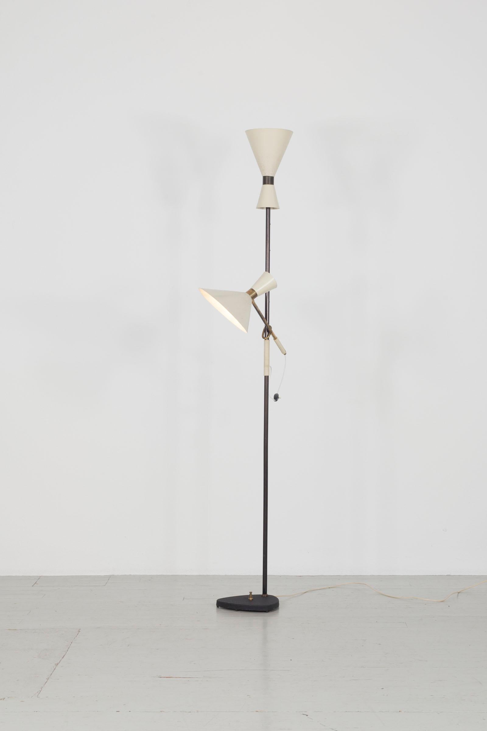 Mid-Century Modern  Floor Lamp - Design by J.T. Kalmar, manufactured by Kalmar, Vienna, 1950s. 