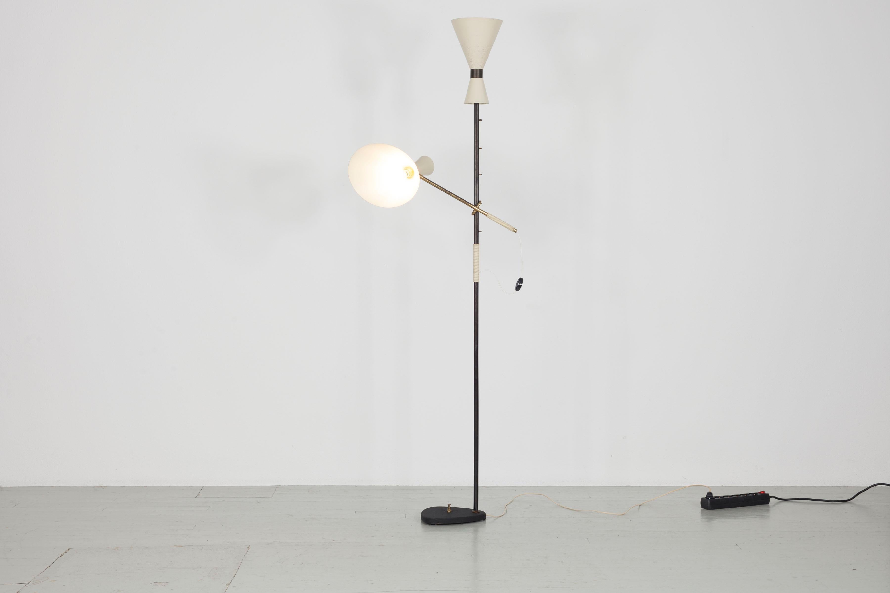  Floor Lamp - Design by J.T. Kalmar, manufactured by Kalmar, Vienna, 1950s.  In Fair Condition In Wolfurt, AT