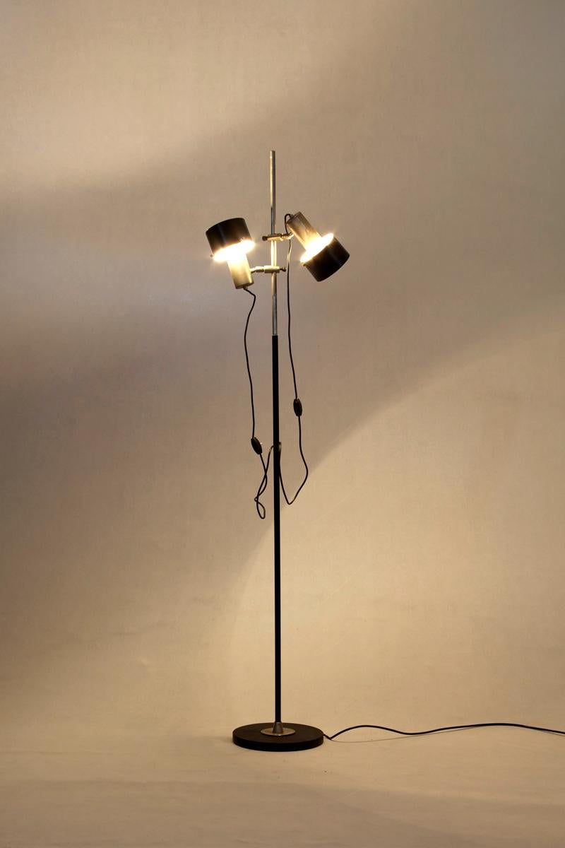 Stilnovo Italian Nickel-Plated Black Lacquered Floor Lamp, 1960s In Fair Condition In Wolfurt, AT