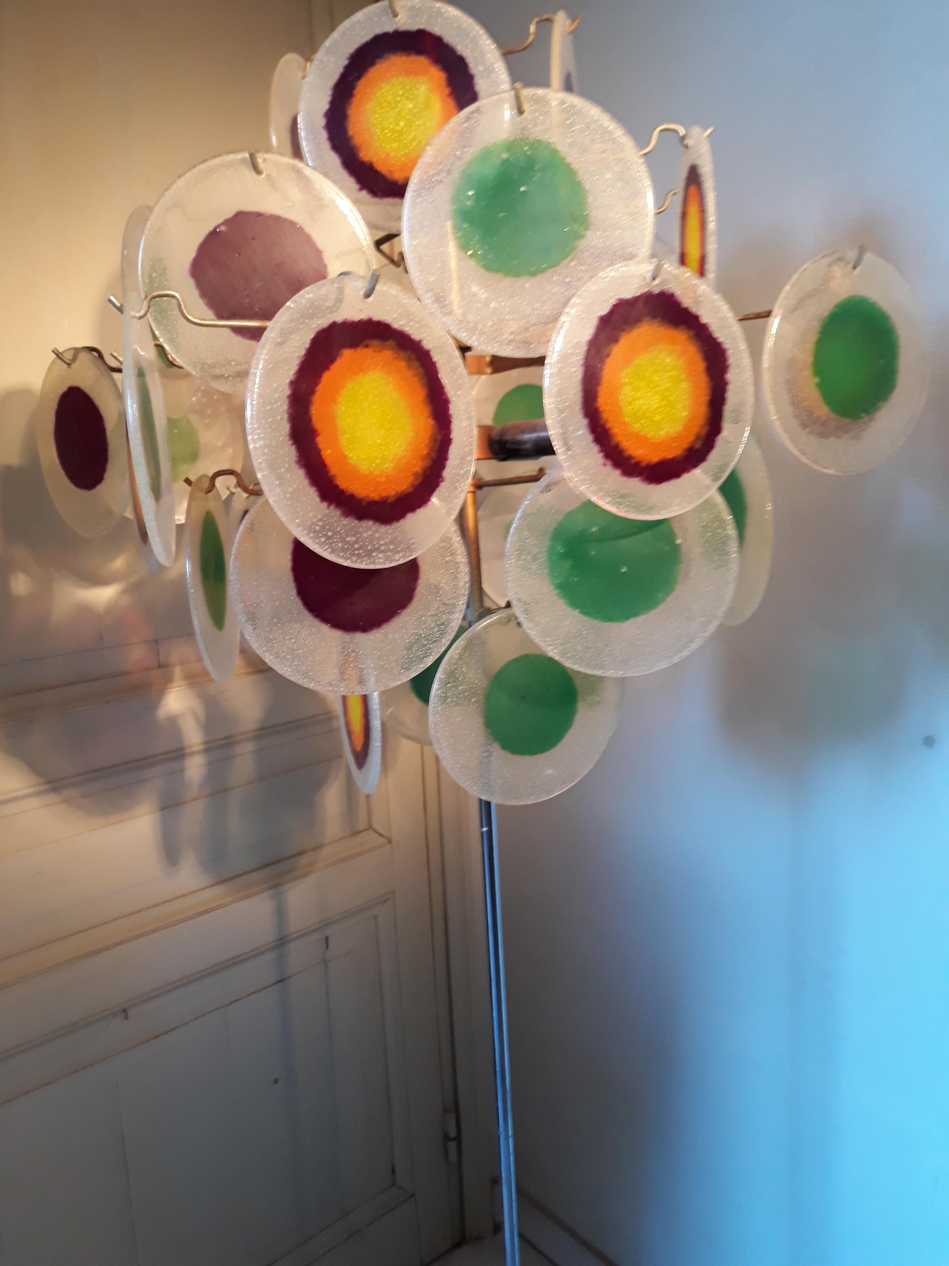 Floor lamp design Italy, circa1970, made of plastic, chromed metal and marble.
Some discs are slightly split.