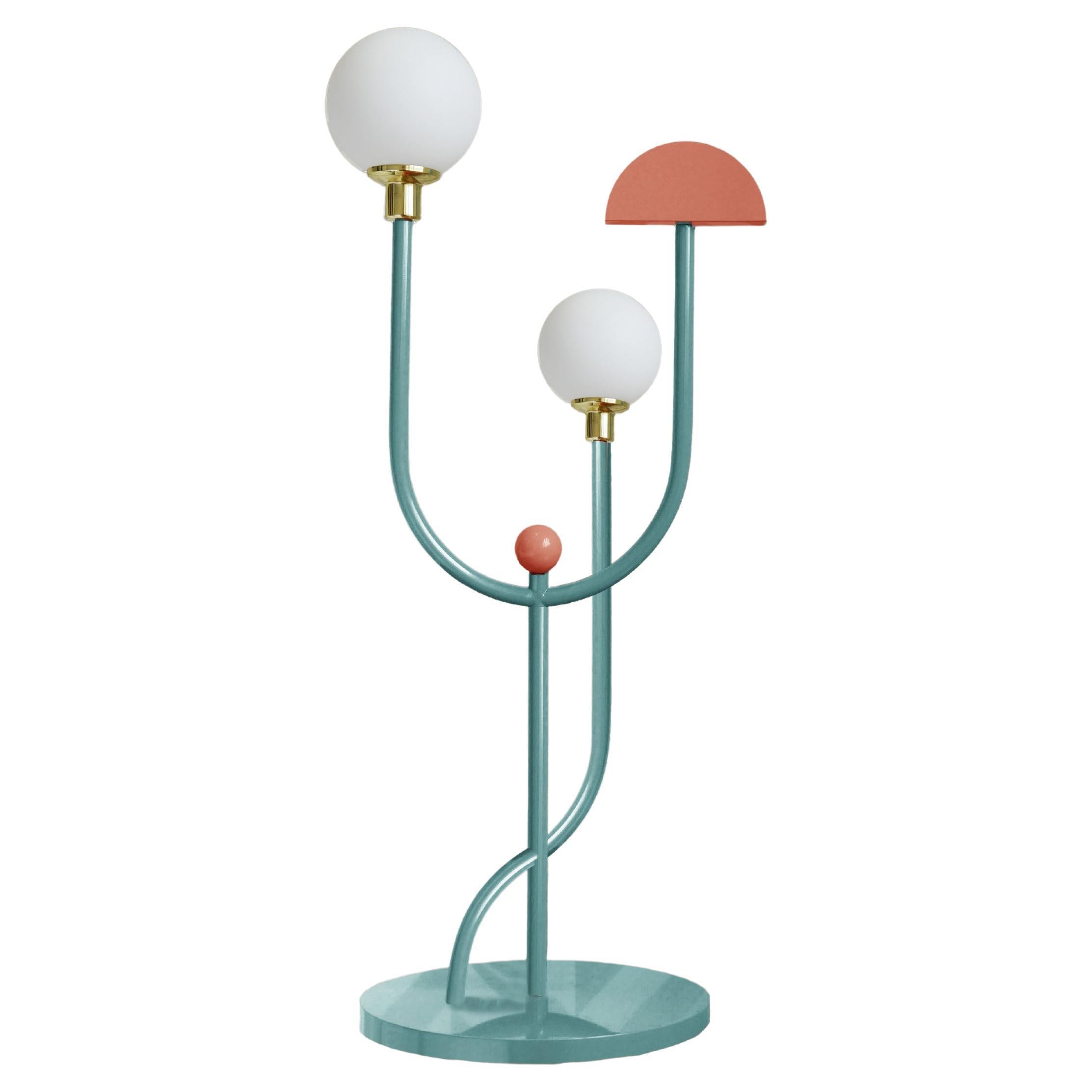 Art Deco Space Floor Lamp in blue & pink Metal, Dovain Studio & Sergio Prieto For Sale