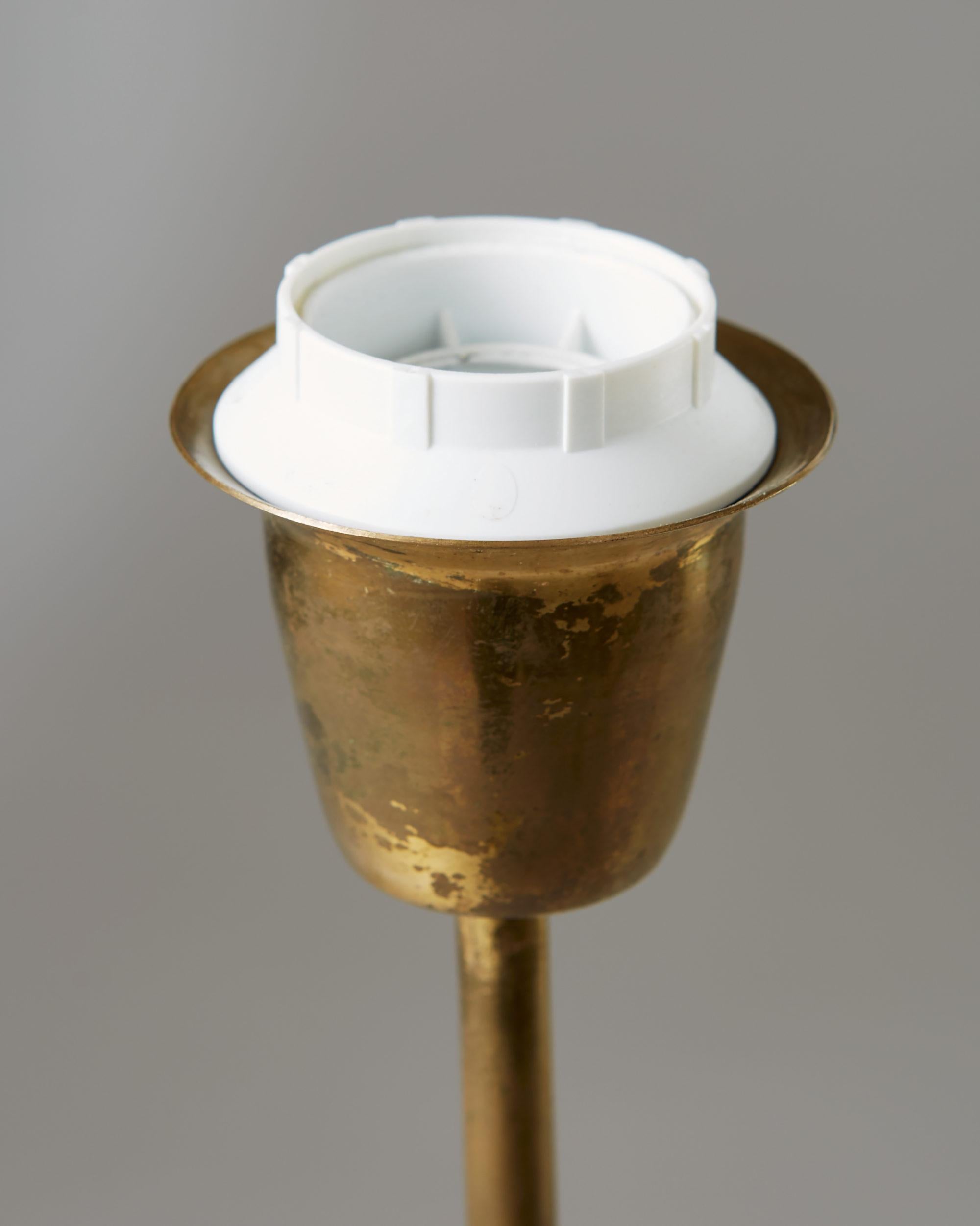 Brass LFloor amp designed by Hans Bergström for Ateljé Lyktan, Sweden, 1950s
