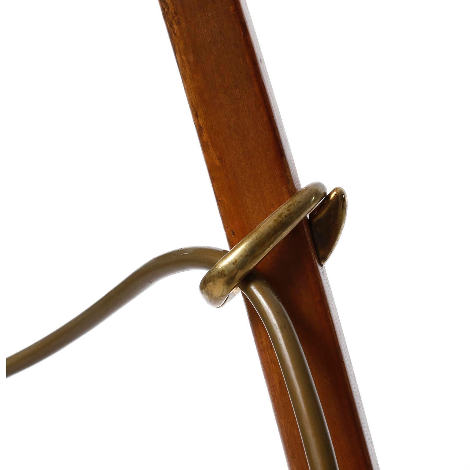 Floor Lamp 'Dornstab' No. 2076 by J.T. Kalmar, Patinated Brass Wood Cane, 1960 For Sale 5