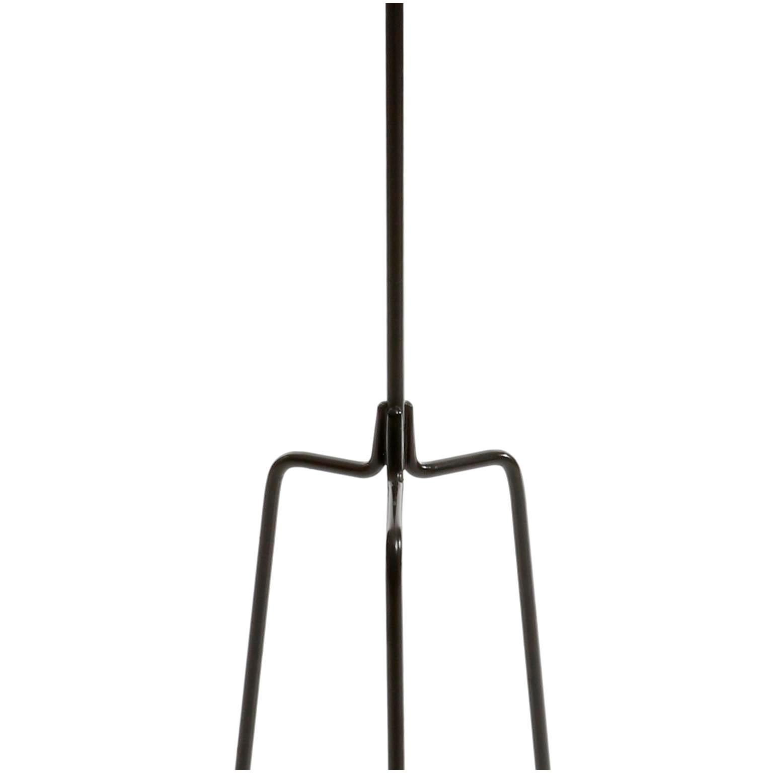 Austrian Floor Lamp 'Eisendreistelz' J.T. Kalmar, Black Iron Metal Brass Gray Shade 1960s For Sale
