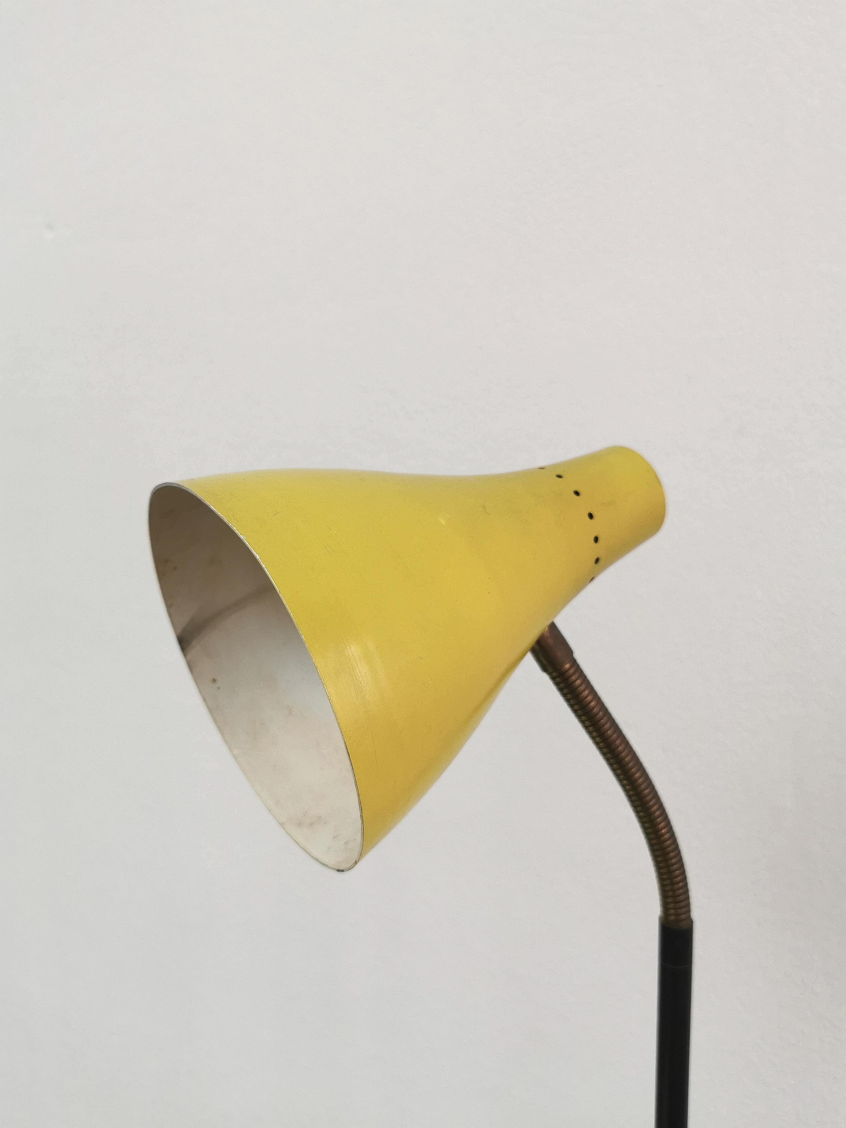 Floor Lamp Aluminum Yellow Marble Metal MidCentury Italian Design 1950s 4