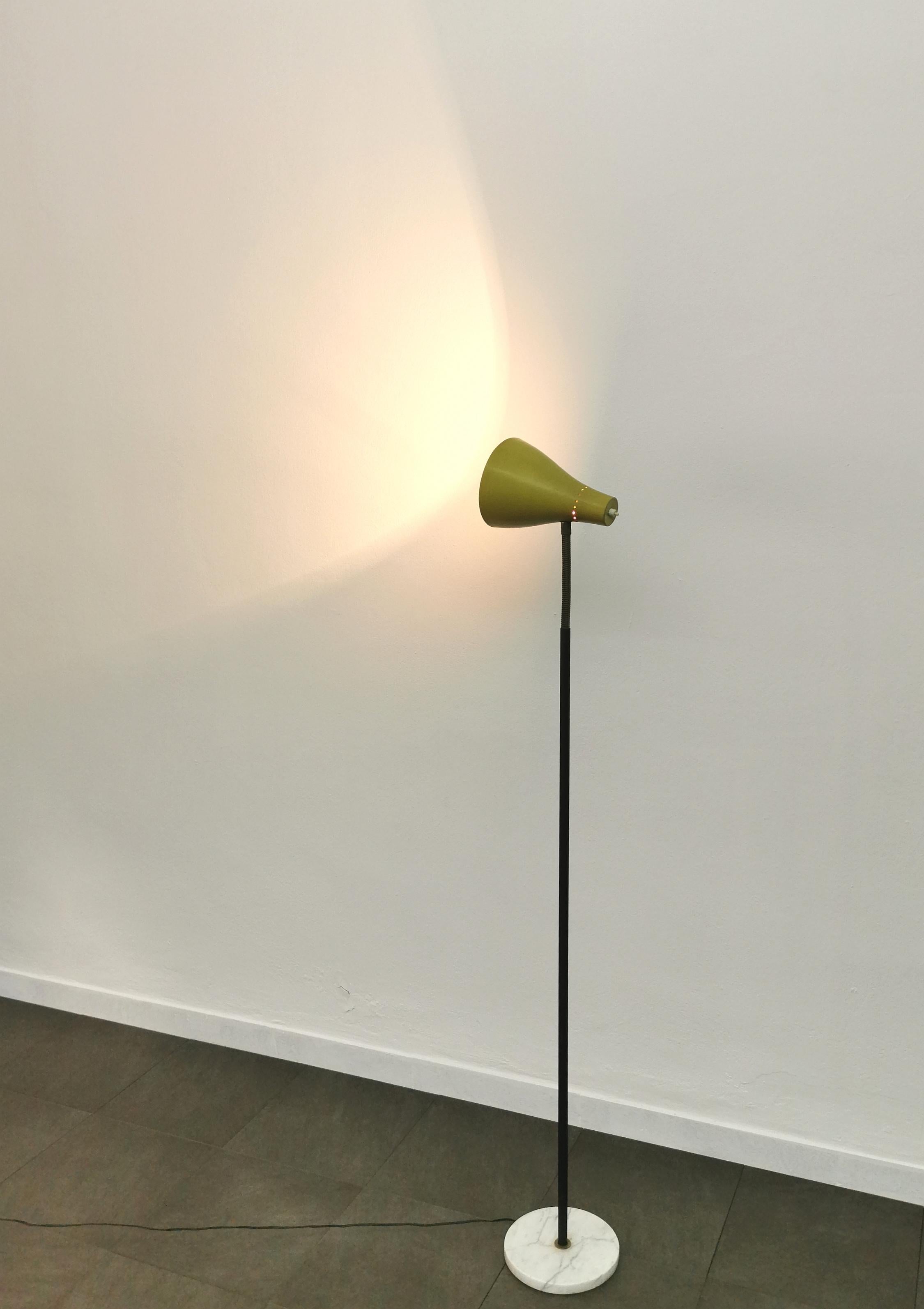 20th Century Floor Lamp Aluminum Yellow Marble Metal MidCentury Italian Design 1950s