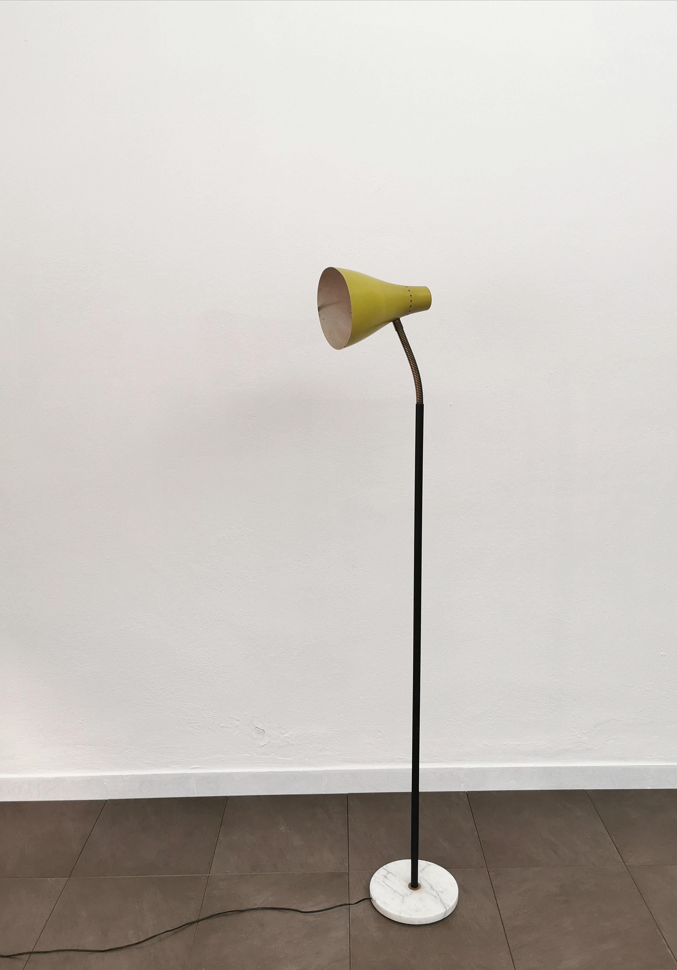 Floor Lamp Aluminum Yellow Marble Metal MidCentury Italian Design 1950s 1