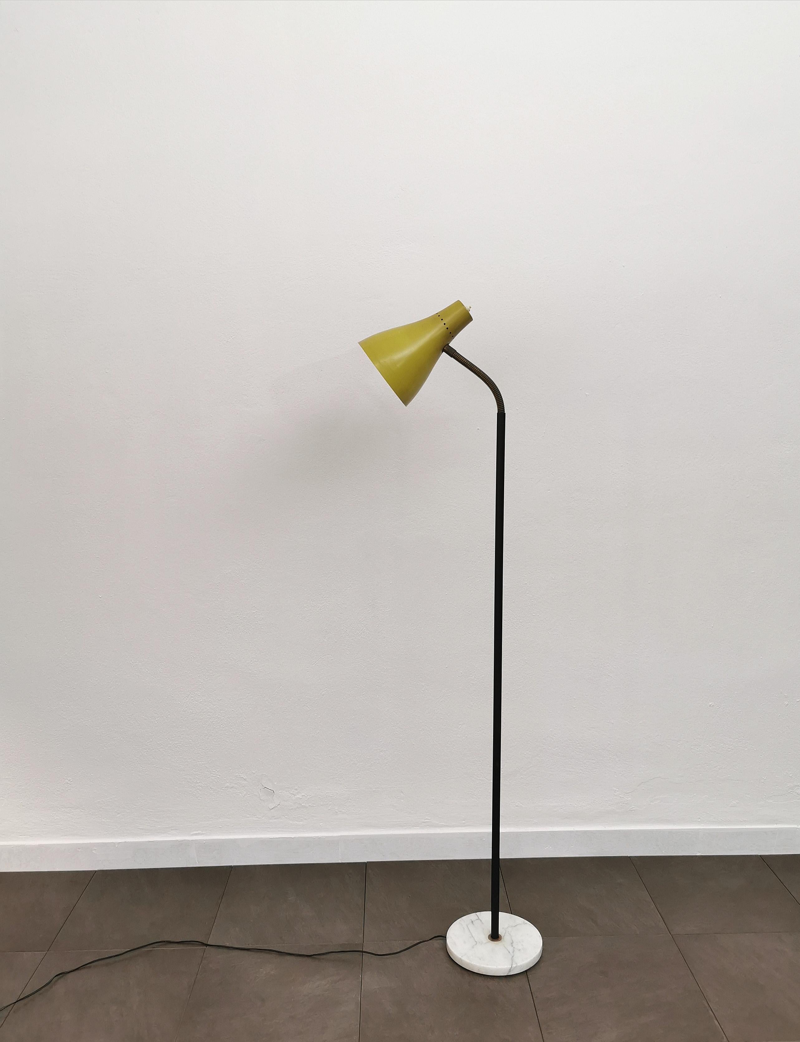 Floor Lamp Aluminum Yellow Marble Metal MidCentury Italian Design 1950s 2