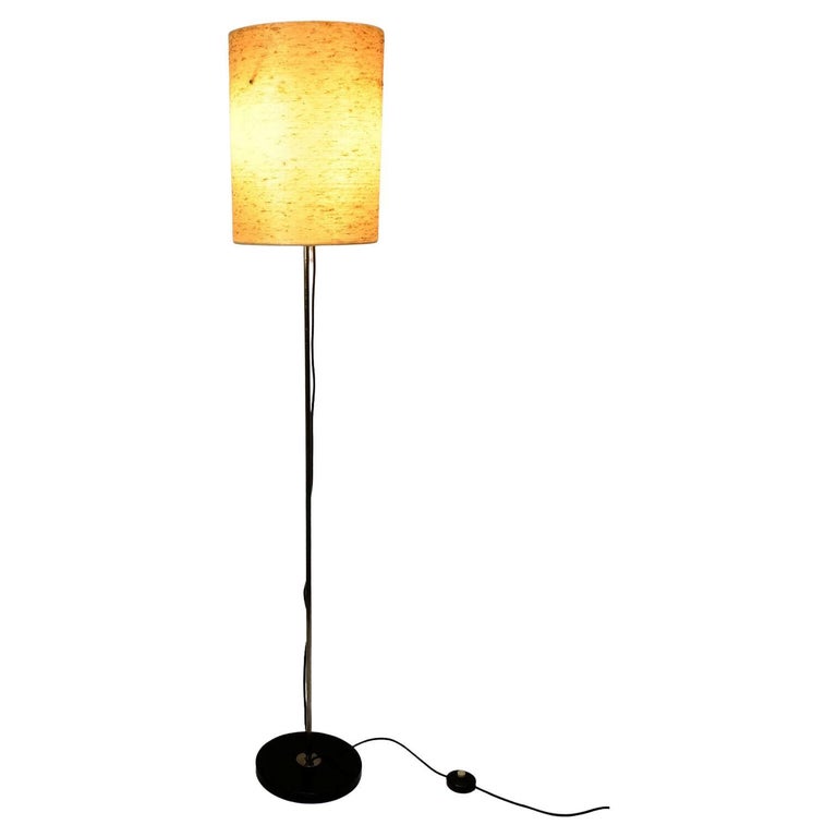 Floor Lamp Fiberglass Shade Chrome Black Metal 1960s Adjustable Height For  Sale at 1stDibs