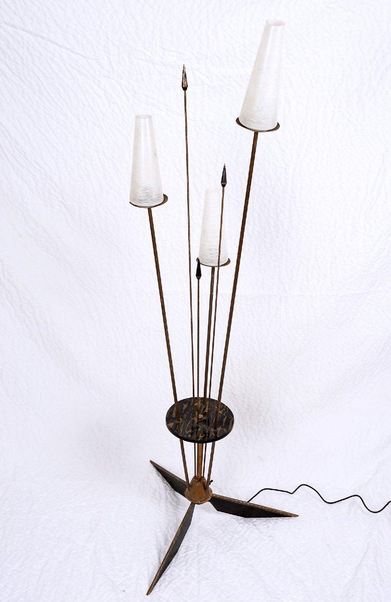 Brass Floor Lamp - French Maison Lunel - Designer: René Mathieu - Period: 20th Century For Sale