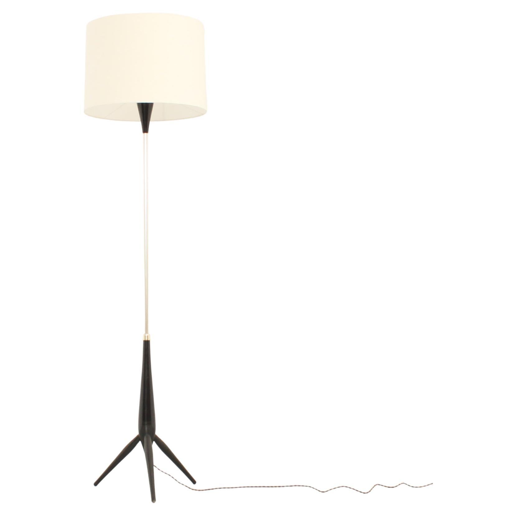 Floor Lamp from 1950's with Tripod Wood Base, France For Sale