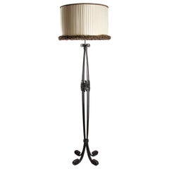 Floor Lamp from Edgar Brandt, 1930, Art Deco, Hammered Wrought Iron