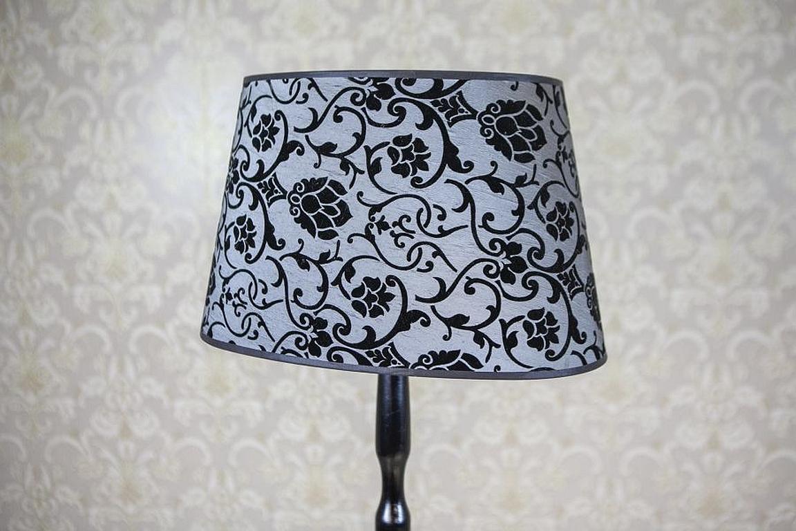 European Floor Lamp From the Early 20th Century With Floral Fabric Shade For Sale