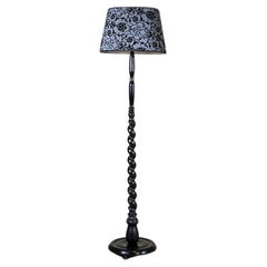 Antique Floor Lamp From the Early 20th Century With Floral Fabric Shade