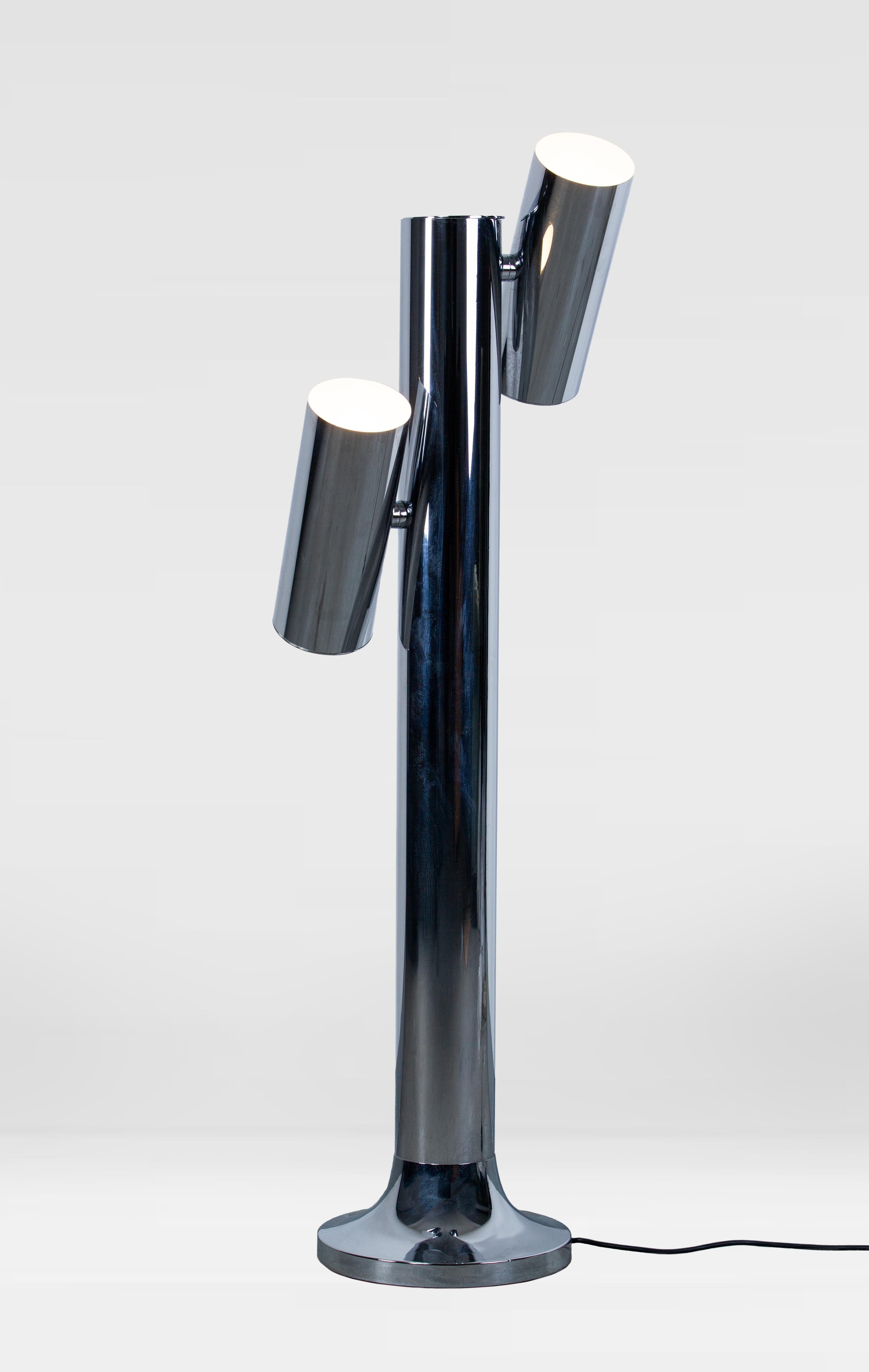 Stainless Steel Floor Lamp, Germany, 1970s For Sale