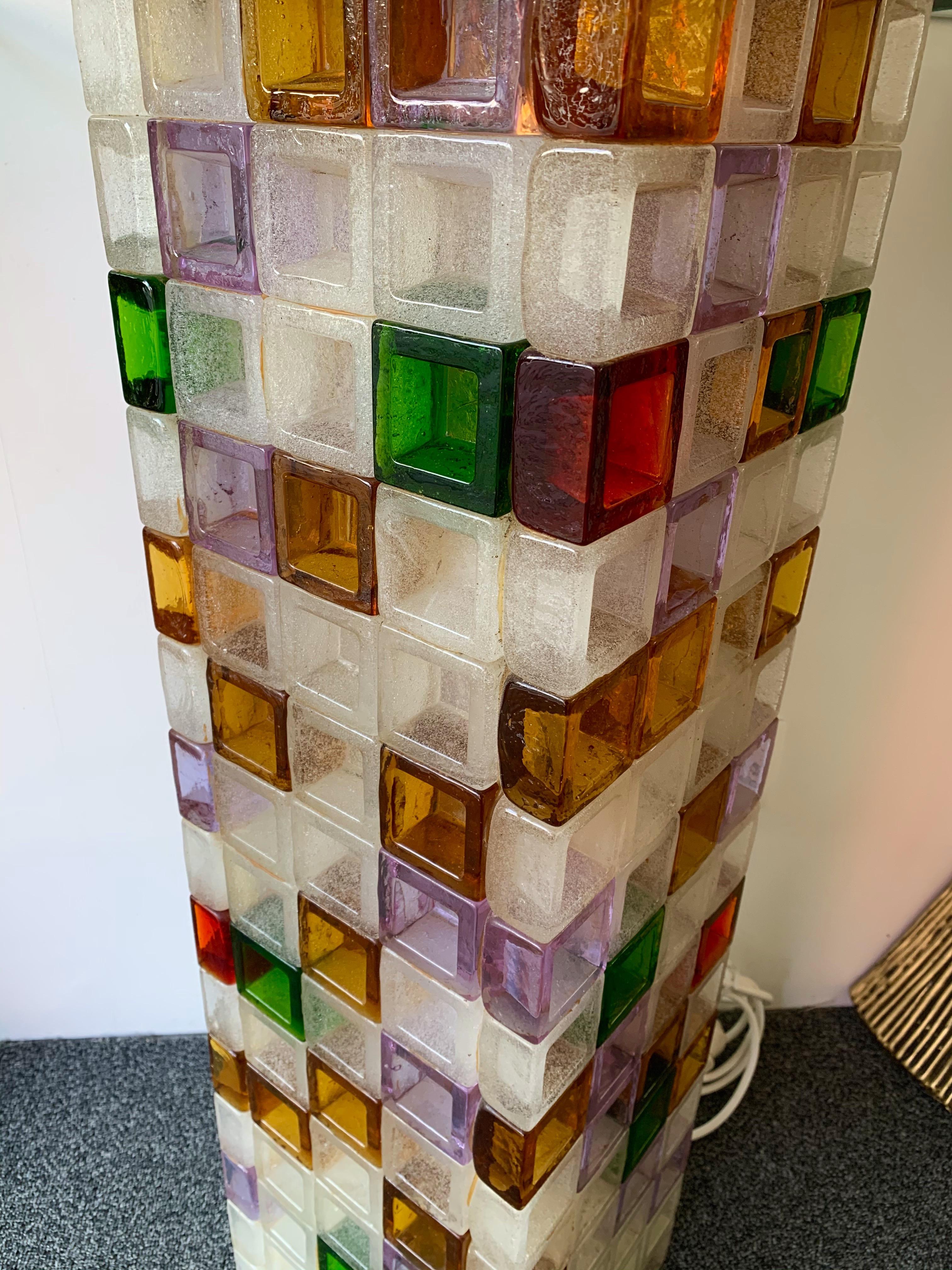 Floor Lamp Glass Cube by Poliarte, Italy, 1970s 1