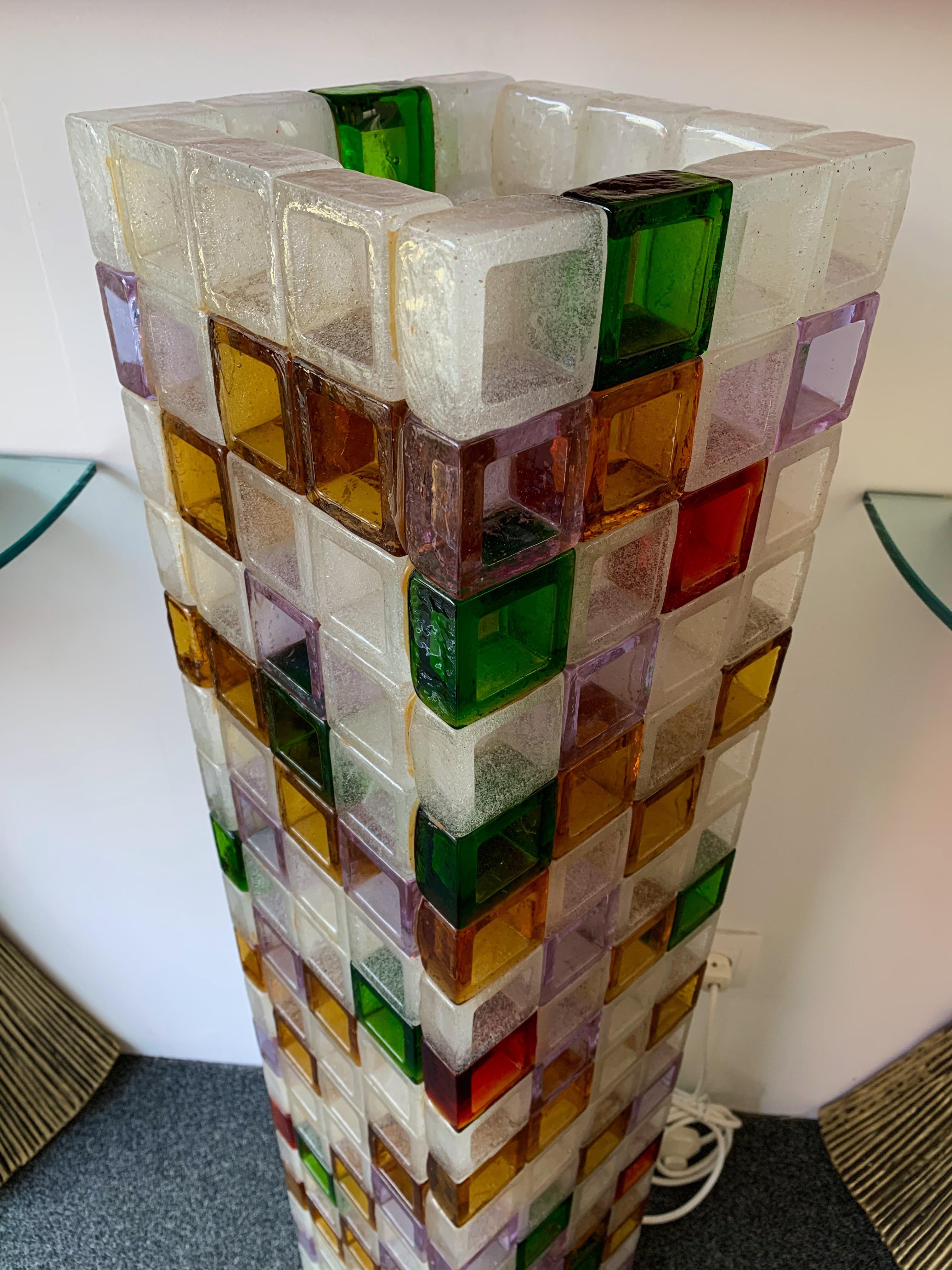 Floor Lamp Glass Cube by Poliarte, Italy, 1970s 2