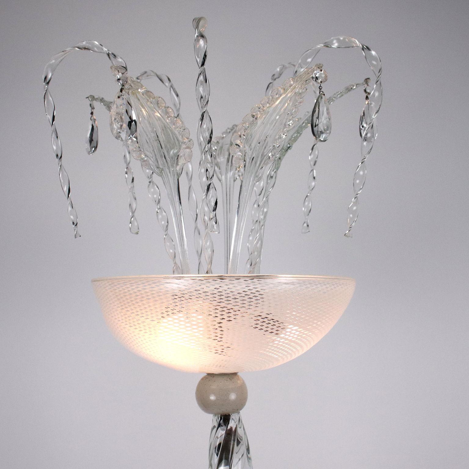 Mid-Century Modern Lampadaire en verre Italie des années 1940-1950 en vente