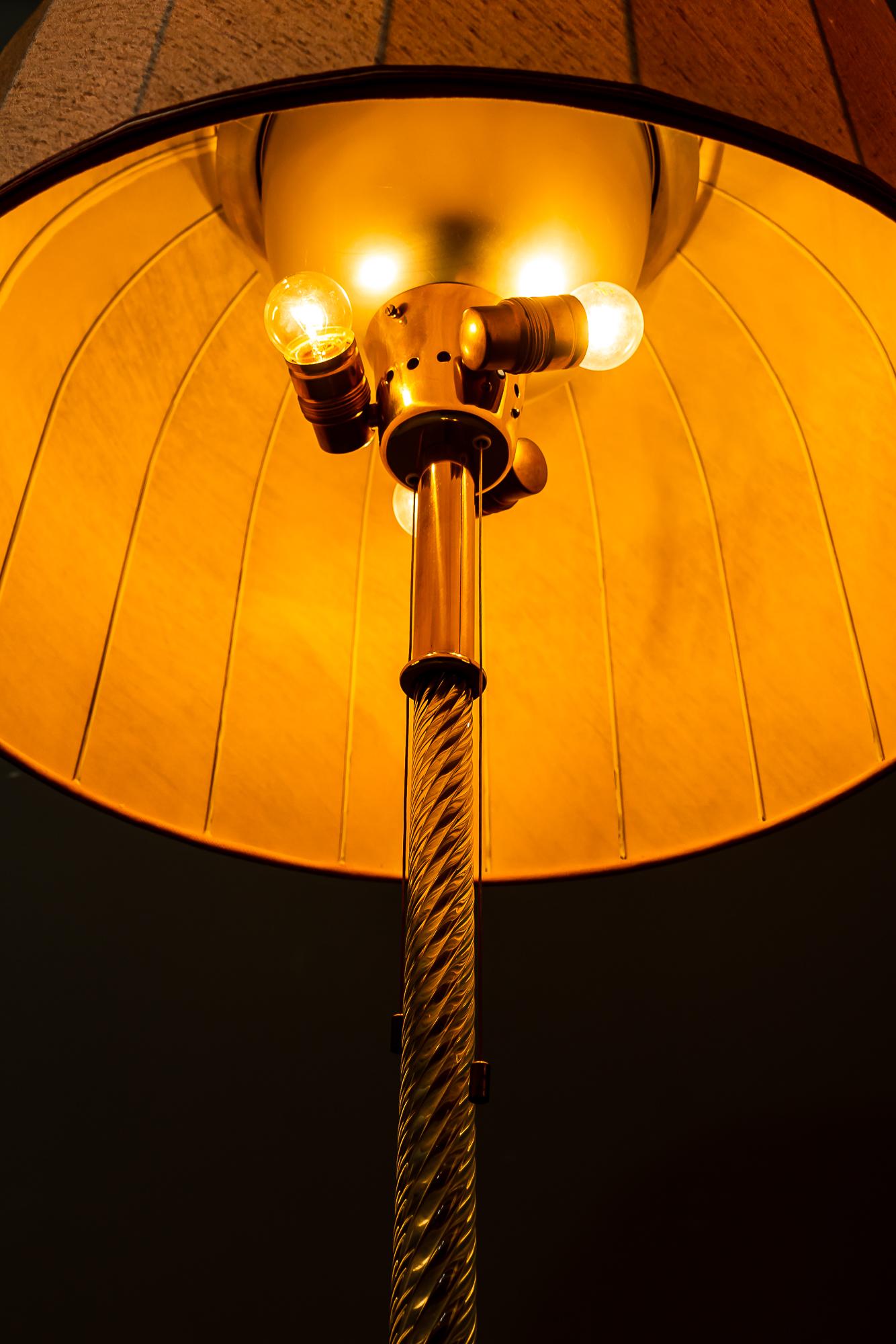 Brass Floor Lamp 'Glasschaft' 'Engl. 'Glass Rod', No. 2134 by J.T. Kalmar, 1960s For Sale
