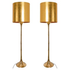 Vintage Floor Lamp Gold Designed by Ingo Maurer, Europe, Germany, 1968