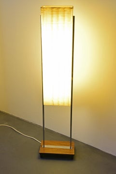 Floor Lamp Hustadt Germany 1960s, Midcentury Beige Luminaire with Teak Base