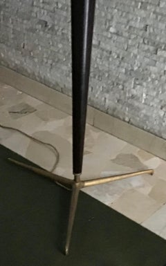 Lampada da terra Ico Parisi #Stile# Wood Wood Brass Paralume in tessuto, 1950, Italia