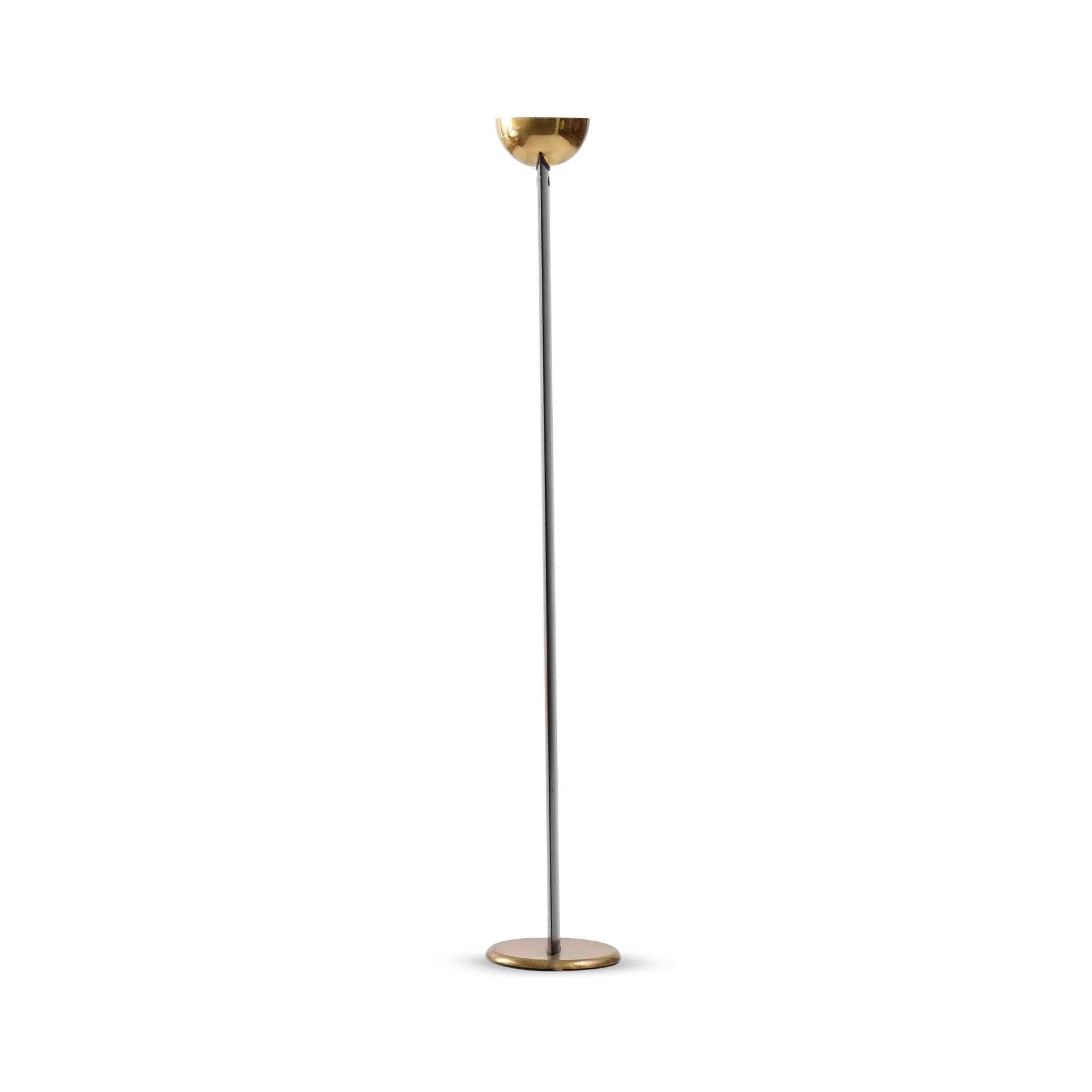 Floor Lamp in Black Brass with Golden Half Sphere, by Dominici In Good Condition In Sao Paulo, SP