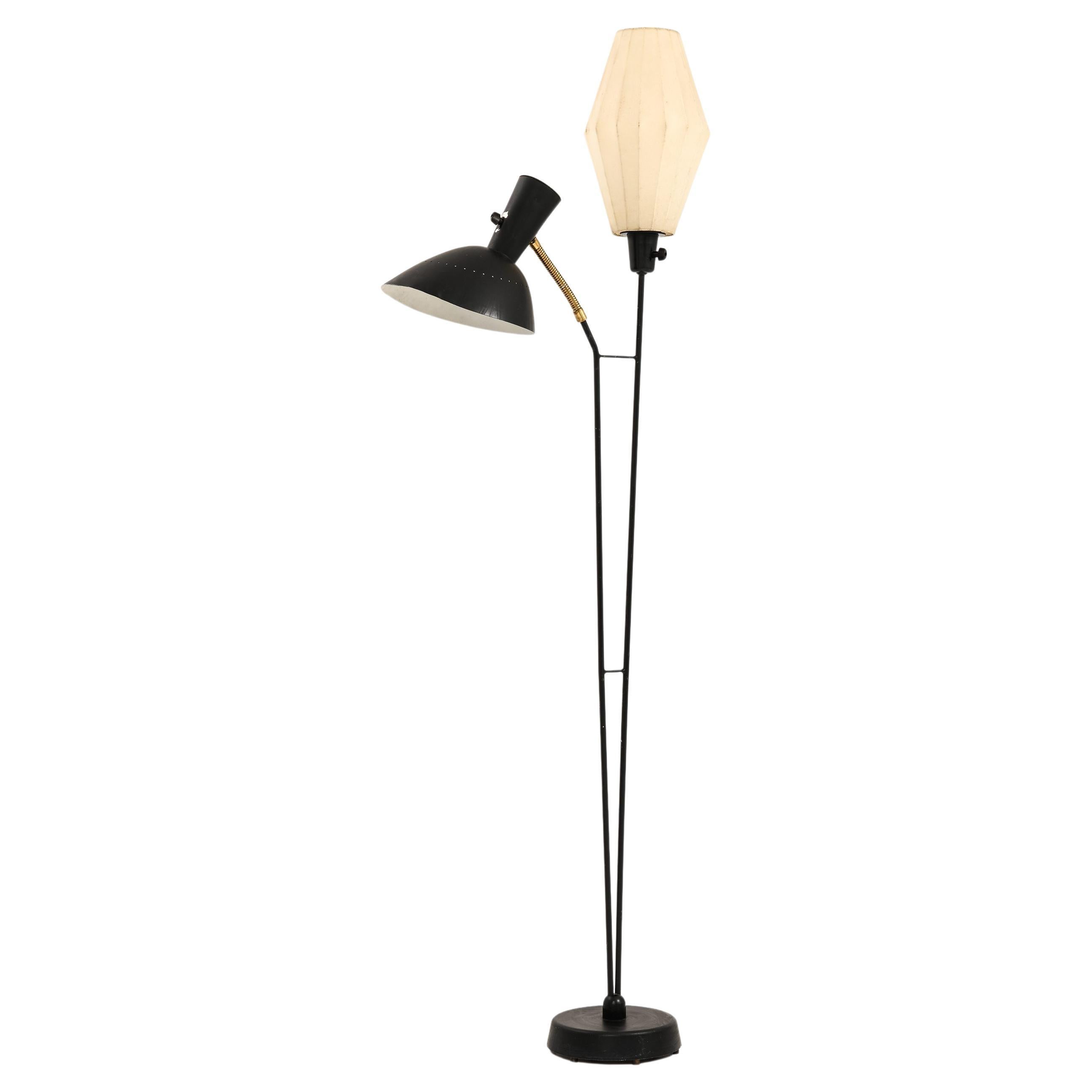 Floor Lamp in Black Lacquered Metal by Hans Bergström, 1950's For Sale