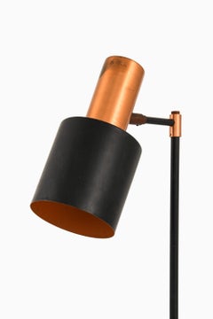 Floor Lamp in Black Lacquered Metal, Copper and Teak by Jo Hammerborg, 1950's
