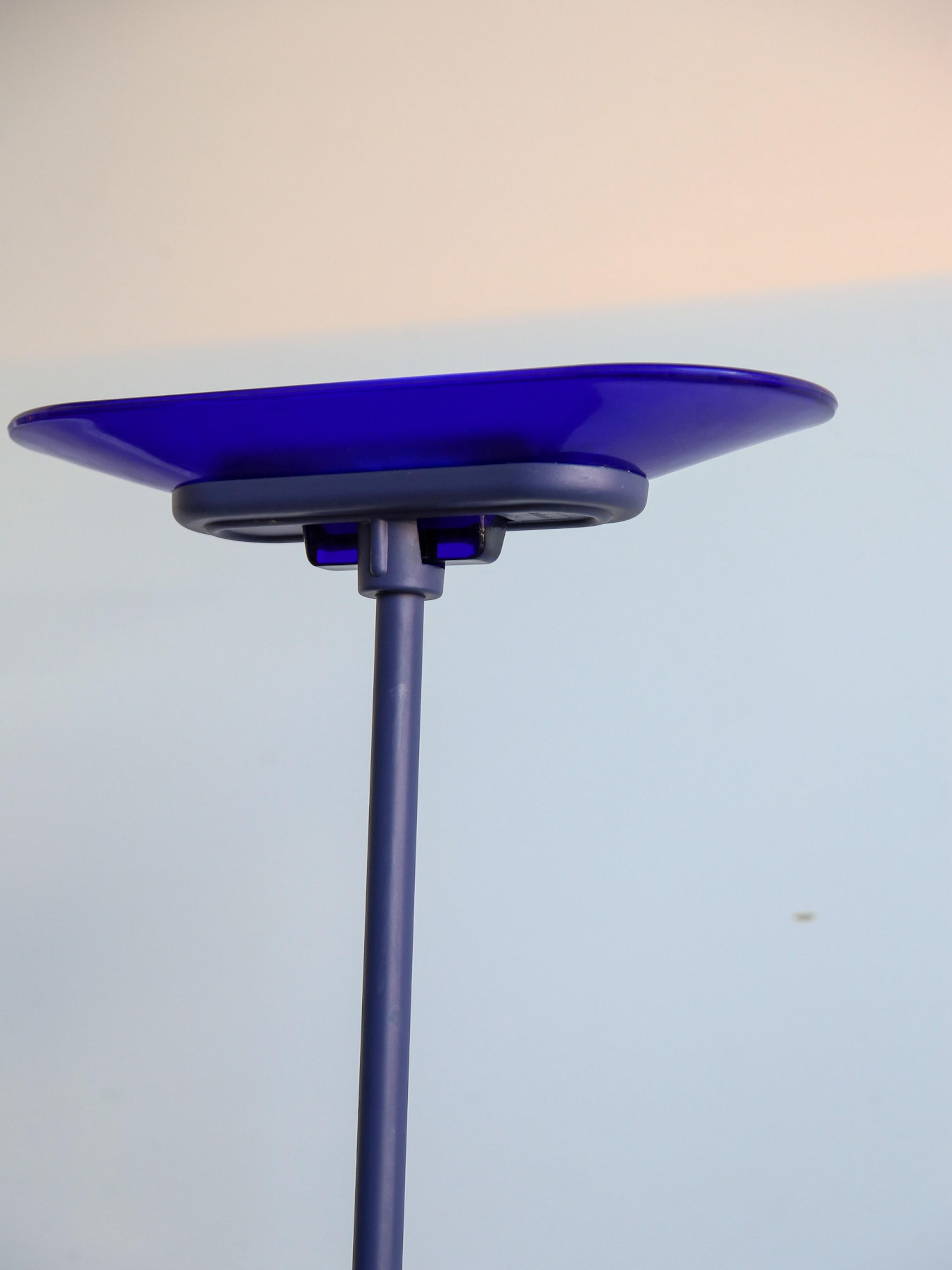 Mid-Century Modern Floor Lamp in Blue Murano Glass & Metal by Santiago Miranda & Gianluigi Arnaldi For Sale
