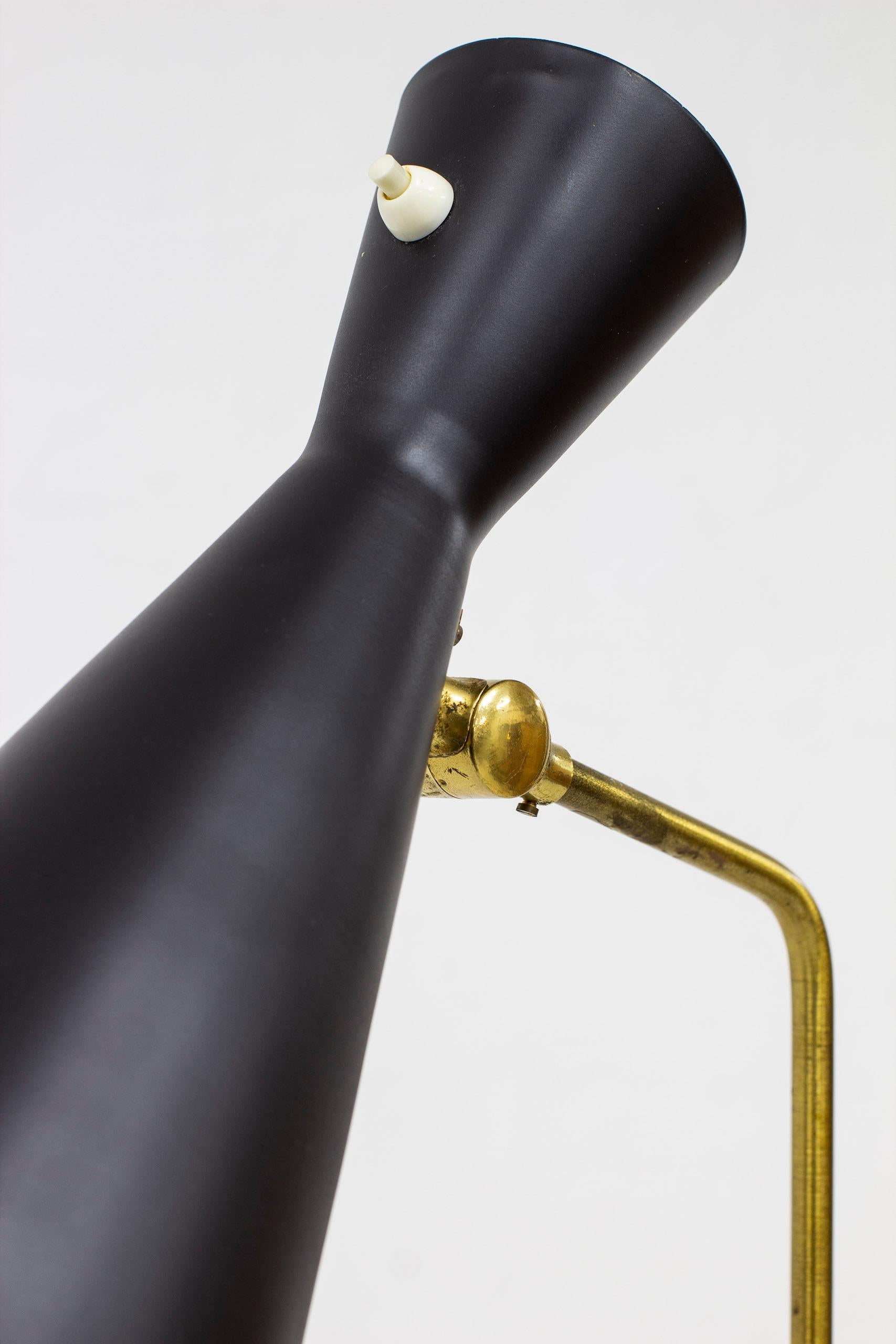 Swedish Floor Lamp in Brass and Black by Pagos, Sweden, 1950s